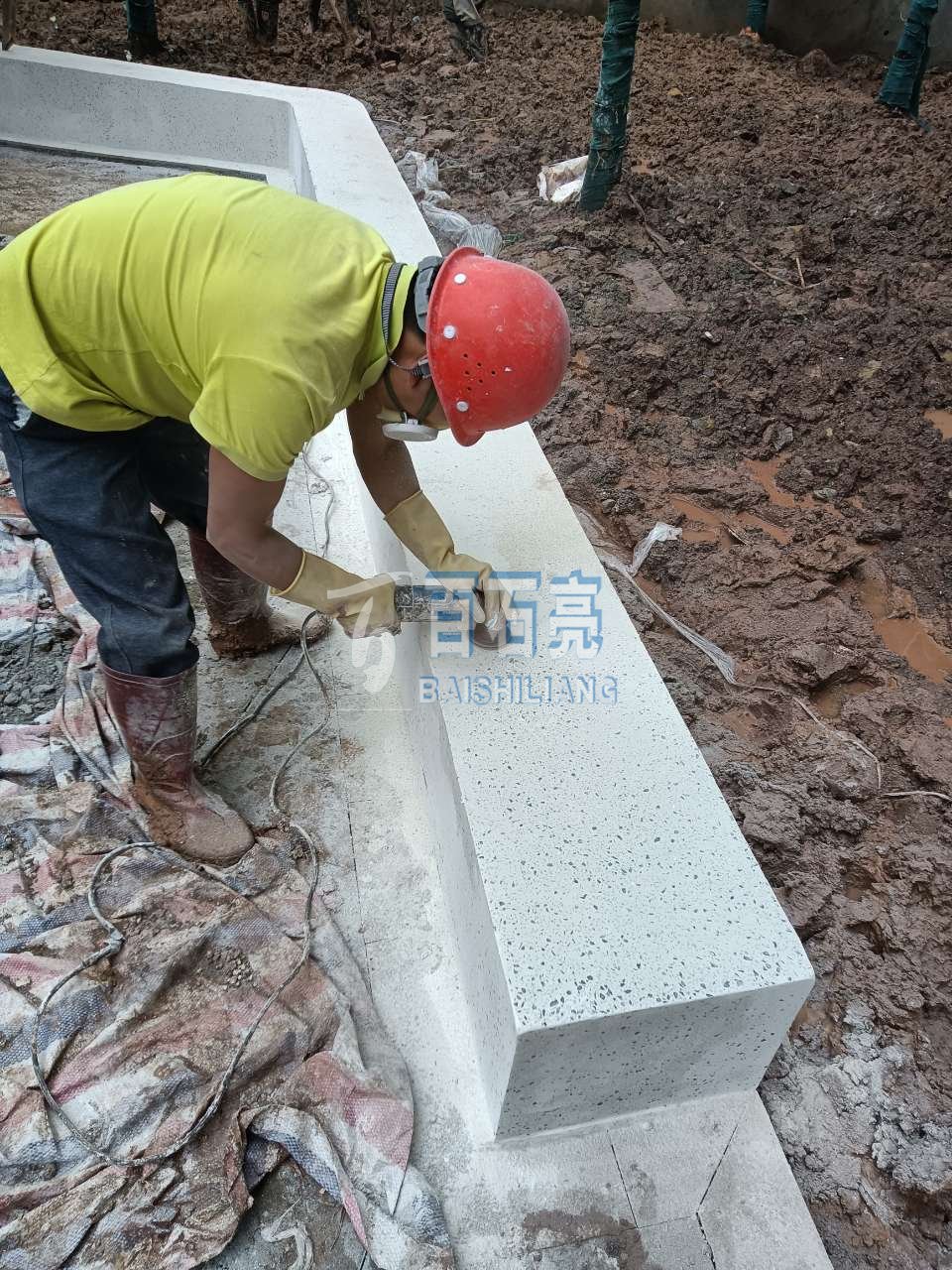 中交中央公園c92異形水磨石施工現(xiàn)場